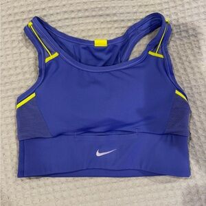 Nike Women's Vibrant Blue Sports Bra with Yellow Accents